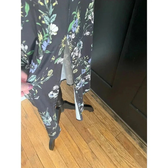 AFRM BLACK FLORAL DRESS SIZE S PADDED SHOULDER SIDE SLIT OPEN BACK SLIM FIT NWOT - Picture 5 of 9